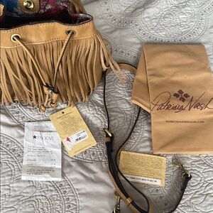 Tan Suede Shoulder Bag with Fringe Detail